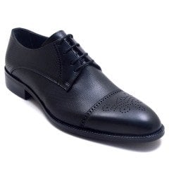 719-DR Bağcıklı Jurdan Erkek Deri Ayakkabı - Siyah