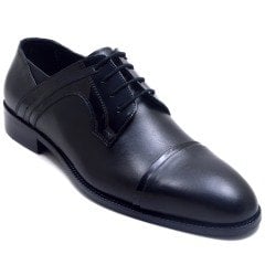 722-DR Bağcıklı Jurdan Erkek Deri Ayakkabı - Siyah