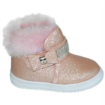 Kürklü Kışlık Patik Botu - pembe
