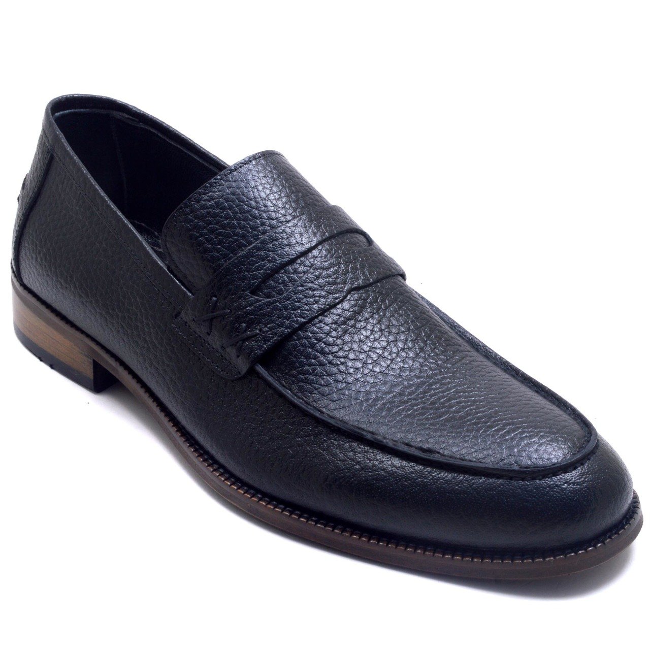 724-DR Bağcıksız Jurdan Erkek Deri Ayakkabı - Siyah