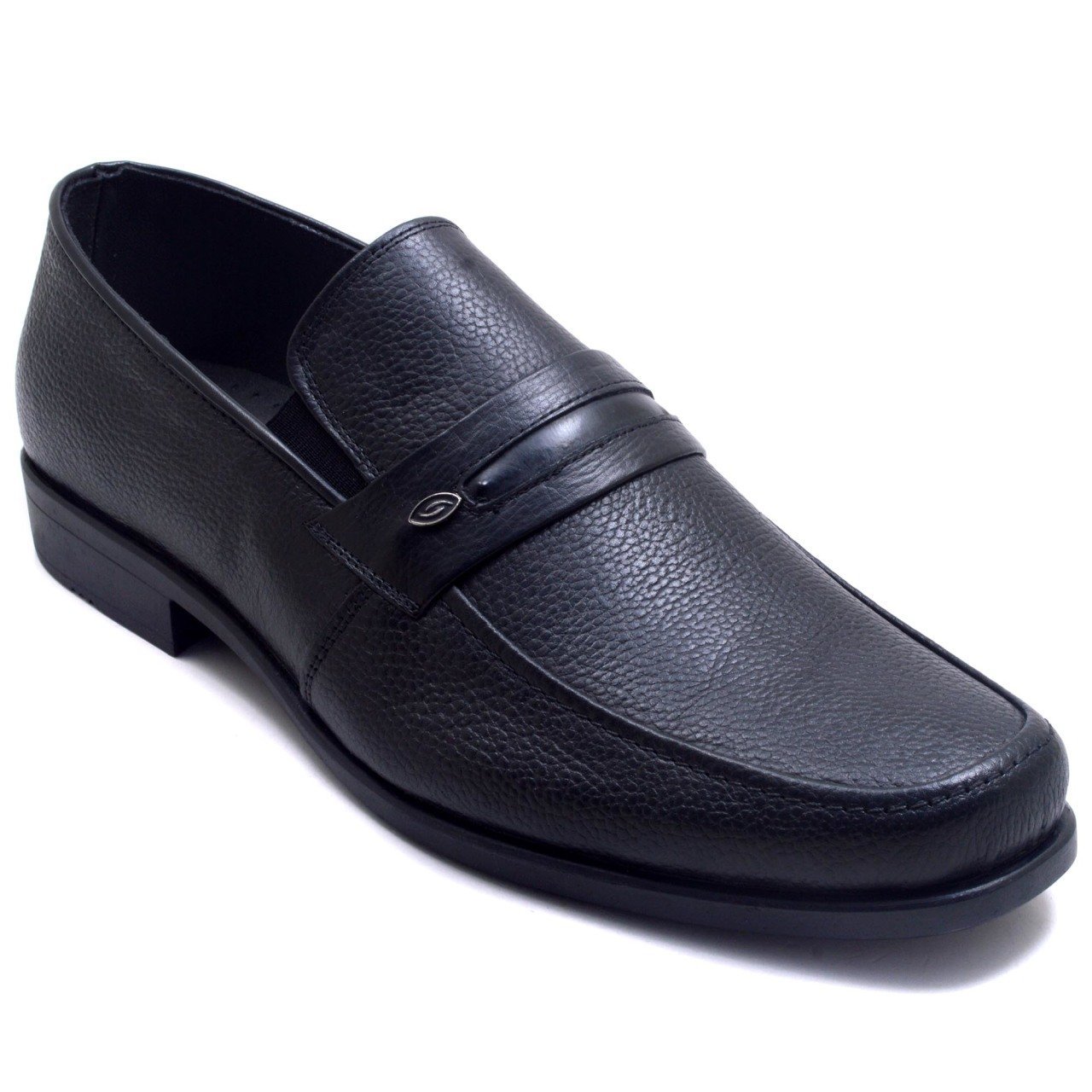 733-DR Bağcıksız Jurdan Erkek Deri Ayakkabı - Siyah