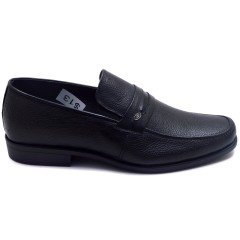733-DR Bağcıksız Jurdan Erkek Deri Ayakkabı - Siyah