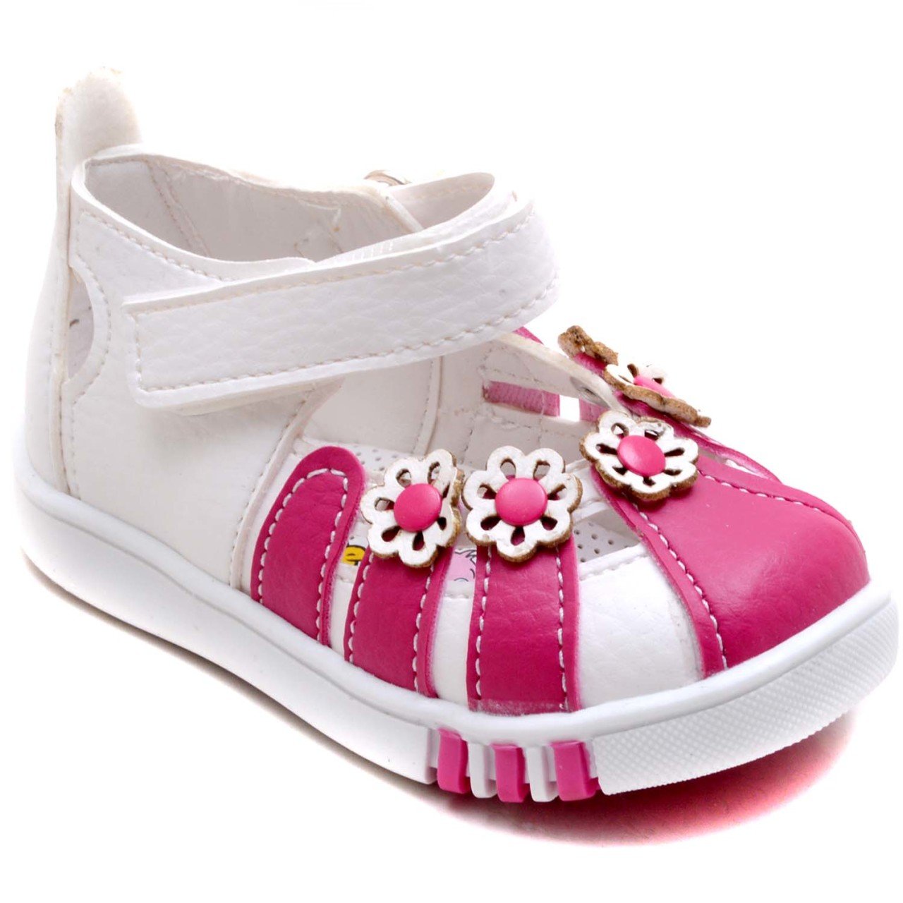 SB-104 Yeni Doğan Kız Çocuk Sandalet - Beyaz/Pembe