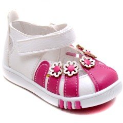 SB-104 Yeni Doğan Kız Çocuk Sandalet - Beyaz/Pembe