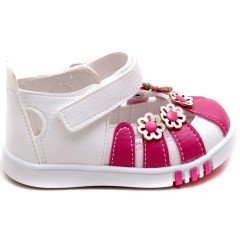 SB-104 Yeni Doğan Kız Çocuk Sandalet - Beyaz/Pembe
