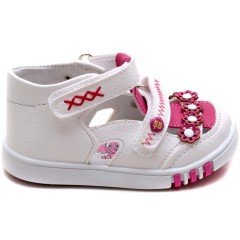 SB-110 Yeni Doğan Kız Çocuk Sandalet - Beyaz/Pembe