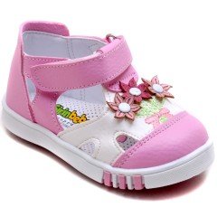 SB-112 Yeni Doğan Kız Çocuk Sandalet - Pembe/Beyaz