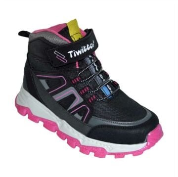desenli outdoor kışlık filet bot - siyah/gri | pembe taban