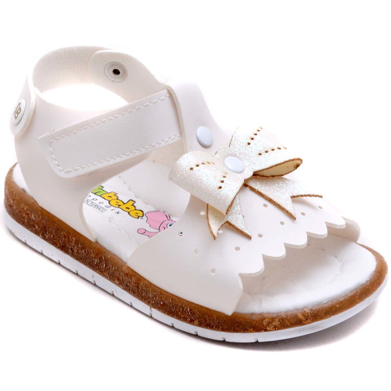 SB-222 Kız Çocuk Bebe Sandalet - Beyaz