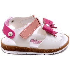 SB-222 Kız Çocuk Bebe Sandalet - Beyaz/Pembe