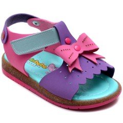 SB-222 Kız Çocuk Bebe Sandalet - Mor/Pembe