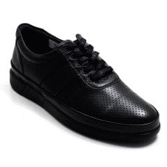 432-1  ED Erkek Günlük Düz Siyah Ayakkabı (Deri)