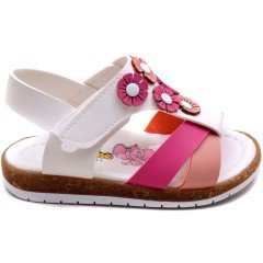 SB-224 Kız Çocuk Bebe Sandalet - Beyaz/Pembe