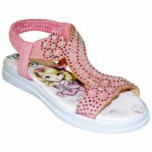 Kız Filet Taşlı Sandalet - Pembe