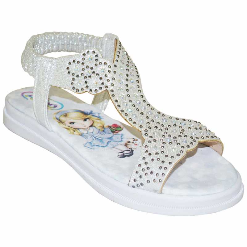 Kız Patik Taşlı Sandalet - Gümüş
