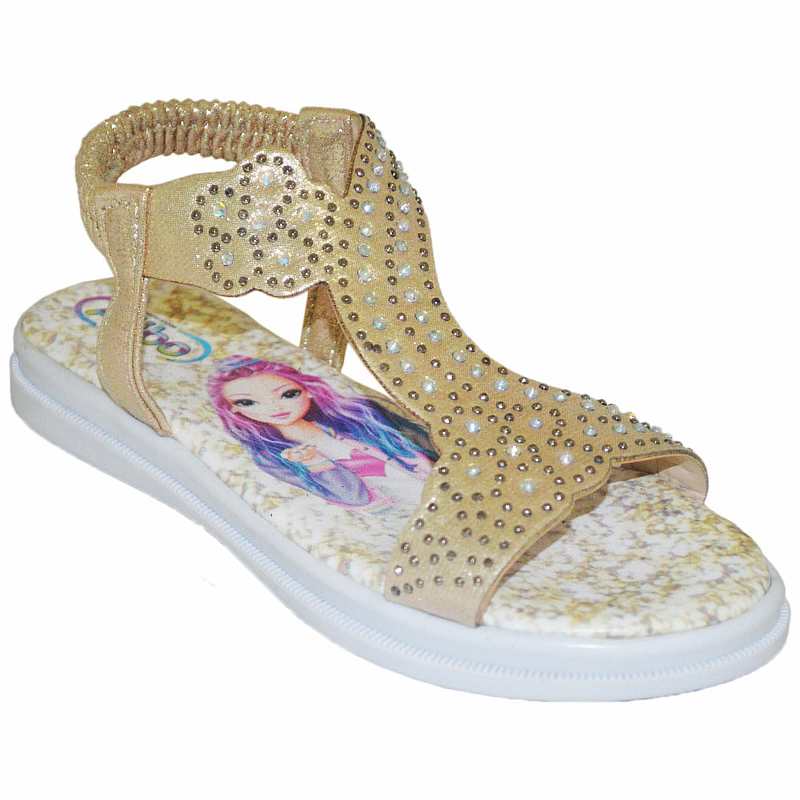 Kız Patik Taşlı Sandalet - Altın