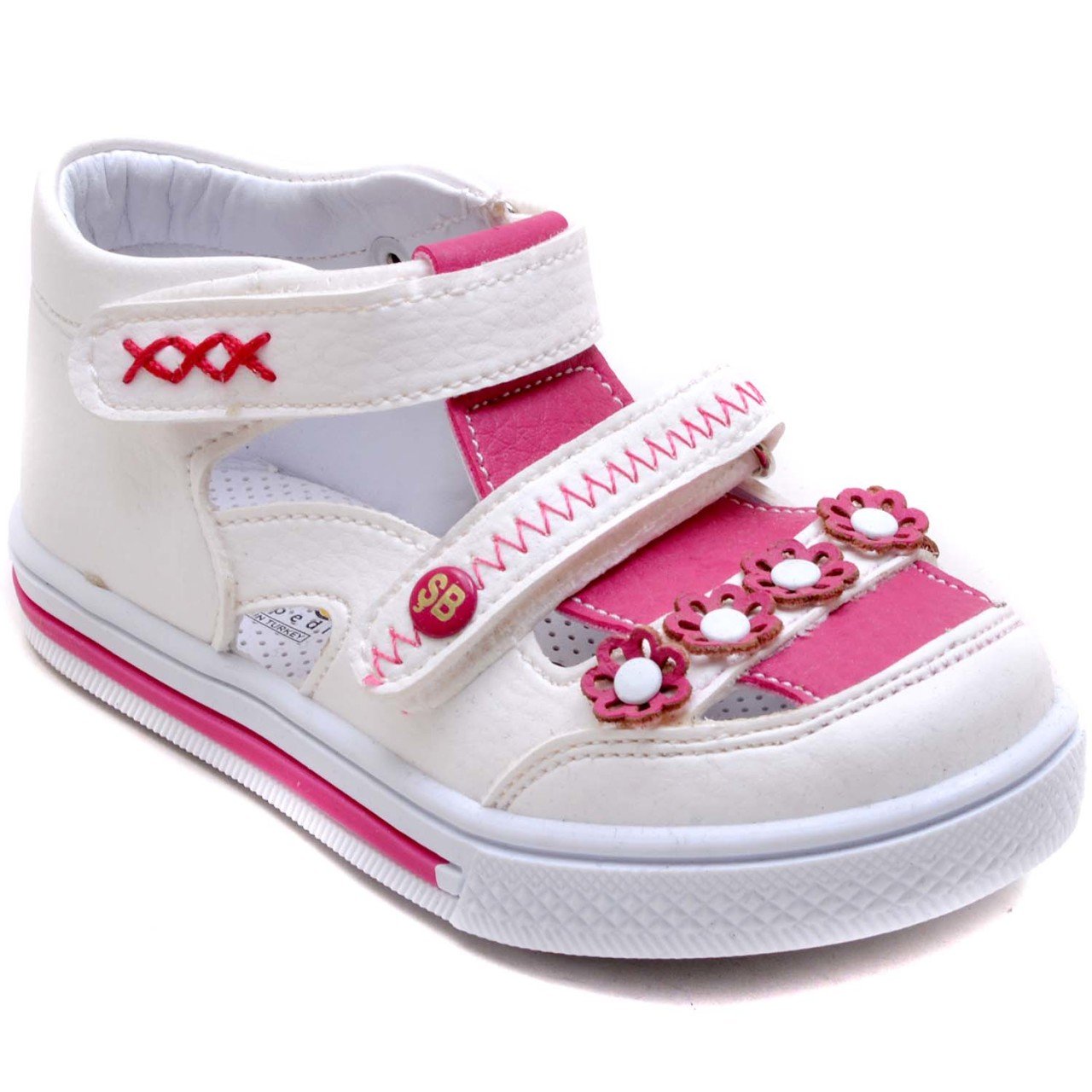 SB-320 Kız Çocuk Bebe Sandalet - Beyaz/Pembe