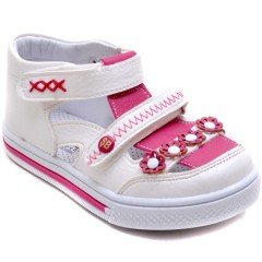 SB-320 Kız Çocuk Bebe Sandalet - Beyaz/Pembe
