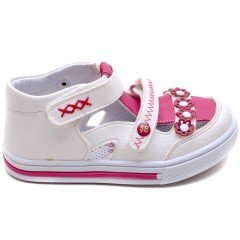 SB-320 Kız Çocuk Bebe Sandalet - Beyaz/Pembe