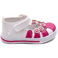 SB-322 Kız Çocuk Bebe Sandalet - Beyaz/Pembe