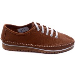82-RT Comfort Bağcıklı Kadın Ayakkabı - Taba (Deri)