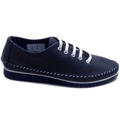 82-RT Comfort Bağcıklı Kadın Ayakkabı - Lacivert (Deri)