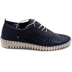 894-L Izgara Motif Kadın Günlük Ayakkabı - Siyah (Deri)