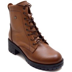 KLS-14 Kışlık Kadın Bot - Taba (Deri)