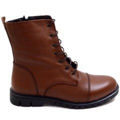 KLS-17 Kışlık Kadın Bot - Taba (Deri)
