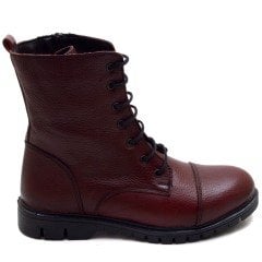 KLS-17 Kışlık Kadın Bot - Bordo (Deri)