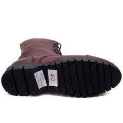 KLS-17 Kışlık Kadın Bot - Bordo (Deri)