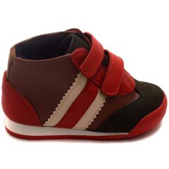 NM-22 Bebe Spor Çizgili Model Kışlık Ayakkabı - Kahverengi (Deri)