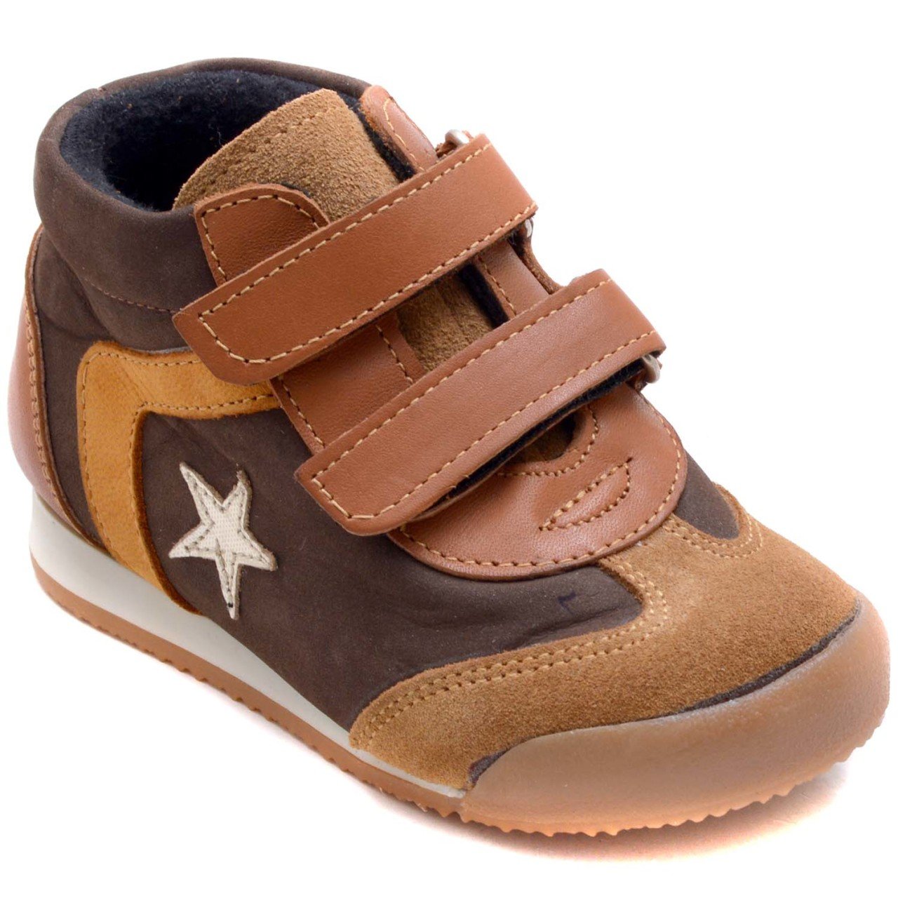 NM-25 Bebe Spor Yıldız Model Kışlık Ayakkabı - Kahverengi (Deri)
