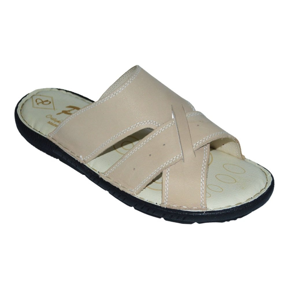 Erkek Deri  Terlik - beyaz