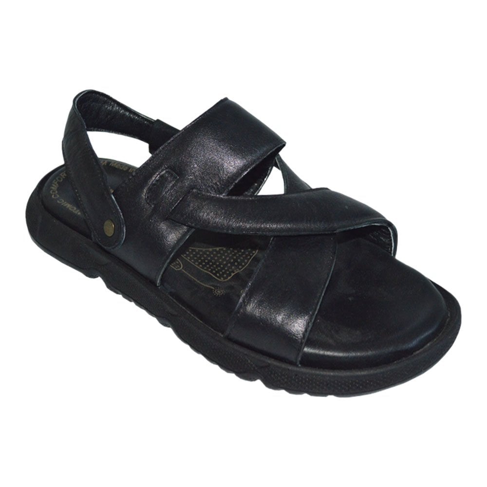 Erkek Deri  sandalet - siyah