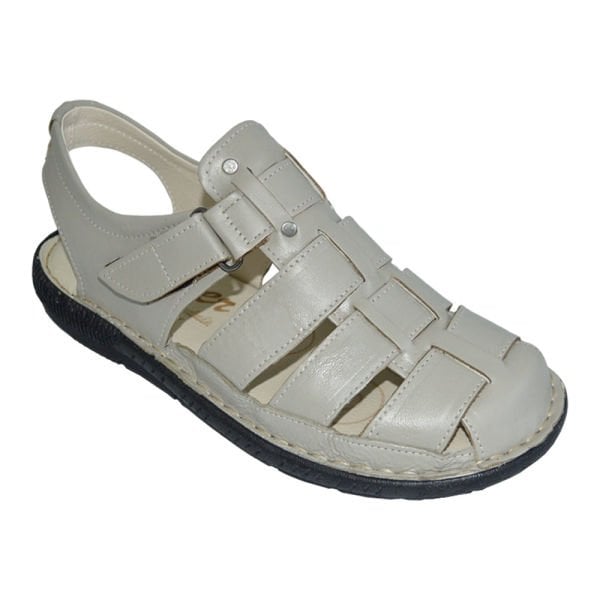 Erkek Deri  sandalet - beyaz