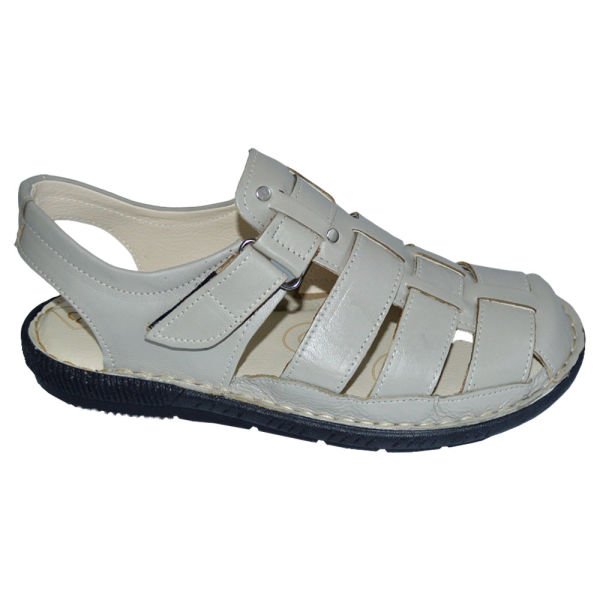 Erkek Deri  sandalet - beyaz