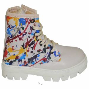 Desenli Patik bot - Krem/Multicolor