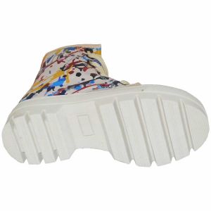 Desenli Patik bot - Krem/Multicolor