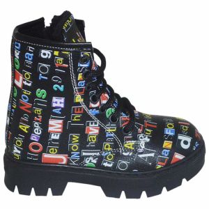 Desenli Patik bot - Siyah/Multicolor