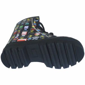 Desenli Patik bot - Siyah/Multicolor
