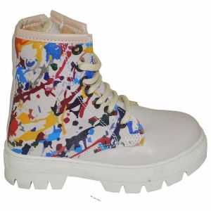 Desenli Filet Bot - Krem/Multicolor