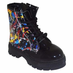 Desenli Filet Bot - Siyah/Multicolor