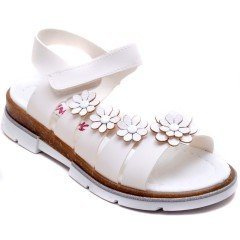 SG-877 Kız Çocuk Filet Sandalet - Beyaz