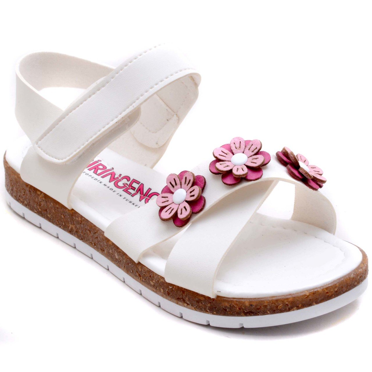 SG-881 Kız Çocuk Filet Sandalet - Beyaz