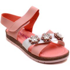 SG-881 Kız Çocuk Filet Sandalet - Yavruağzı