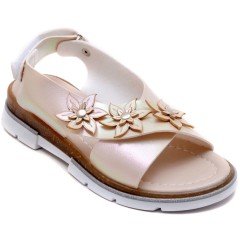 SG-885 Kız Çocuk Filet Sandalet - Krem