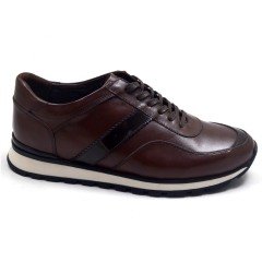 4S-5  ED Erkek Çizgili Kahverengi Günlük Ayakkabı (Deri)
