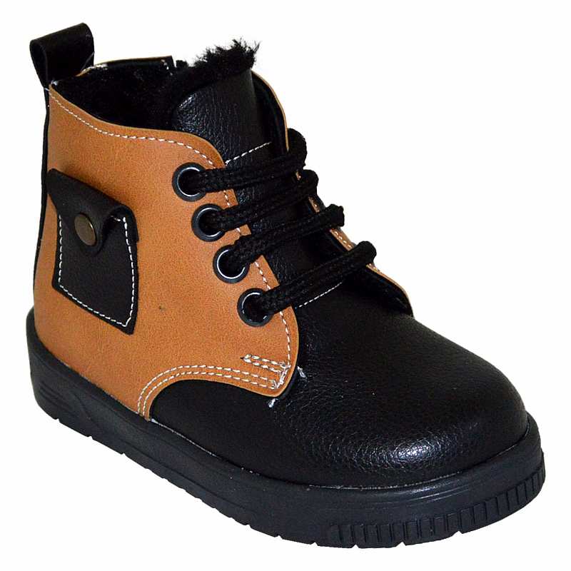 Desenli Bebe Botu - Siyah/Taba