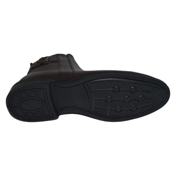 Erkek kışlık kısa desenli bot - koyu kahverengi